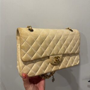 Chanel Quilted Double Flap Shoulder Bag in White